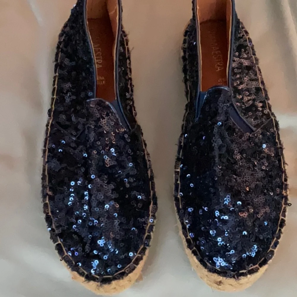 NEW Royal blue sequin espadrille shoes from Italy size 9 GORGEOUS
